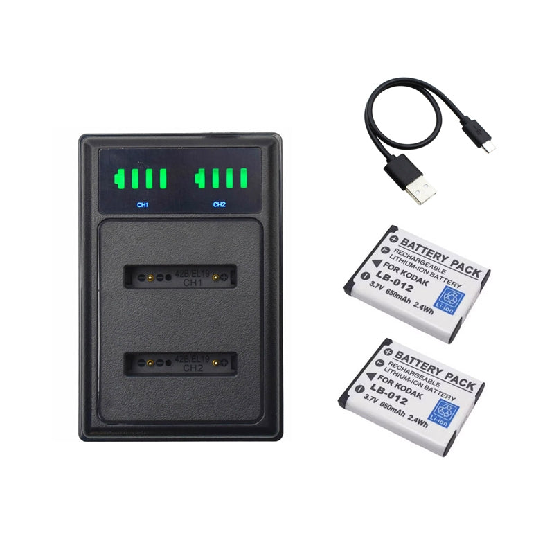 USB Dual charger for Kodak PixPro FZ55 LB-012 Olymplus OM Li-40