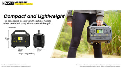 Nitecore NES500 Portable Outdoor Power Station - 518Wh (144,000mAh) - 1 Year Warranty