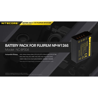 NITECORE FUJIFILM NP-W126S Replacement Camera Battery Pack (NC-BP004)