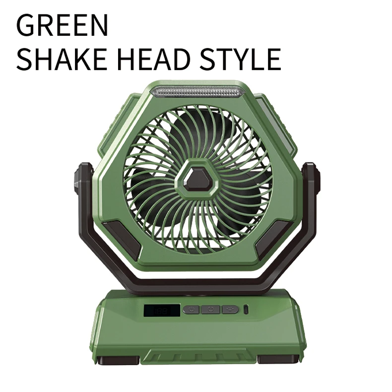 USB Portable Camping Oscillating Fan Outdoor LED Rechargeable Fan