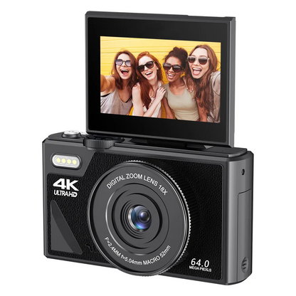 64MP Digital Camera 4K Video Vlogging YouTube Flip Screen 16X Zoom