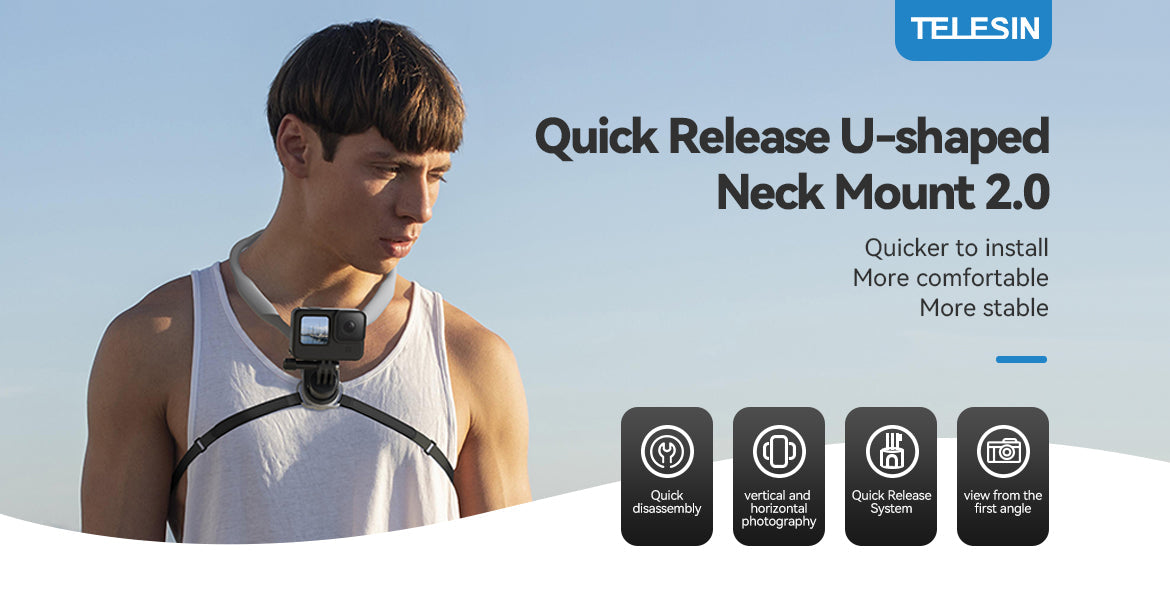 TELESIN Quick Release Neck Mount for Action Cameras 2.0