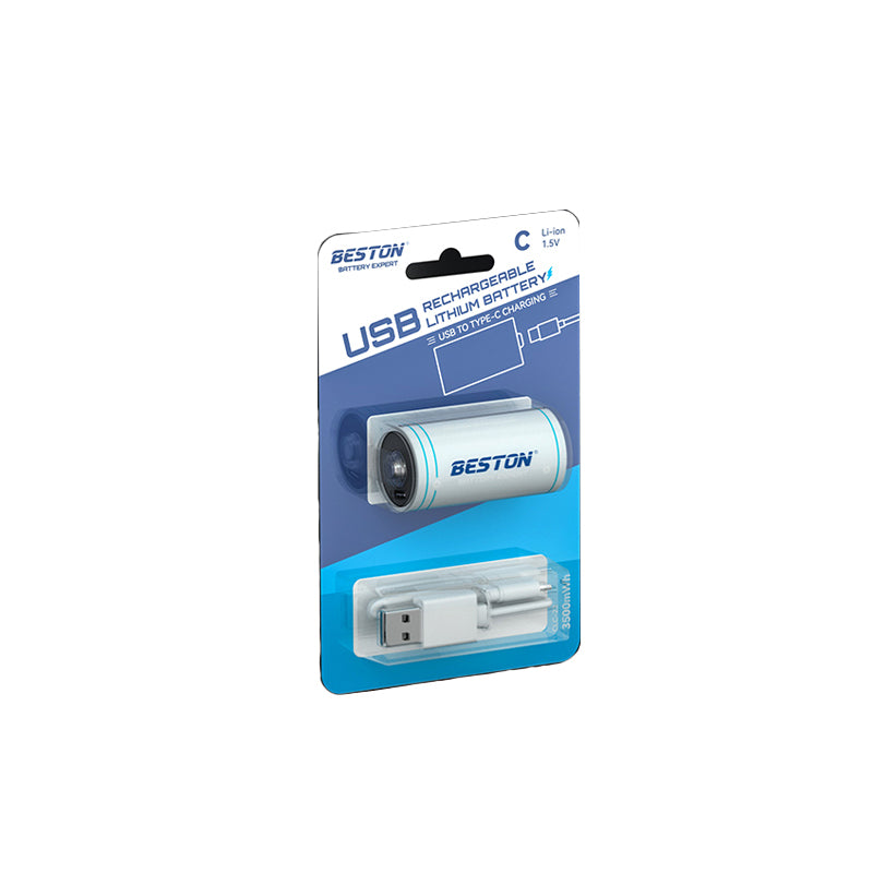 Beston C Size Lithium Rechargable Battery Type C 1.5v (2300mAh) CLC-23 with Cable