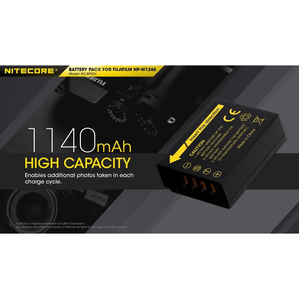 NITECORE FUJIFILM NP-W126S Replacement Camera Battery Pack (NC-BP004)