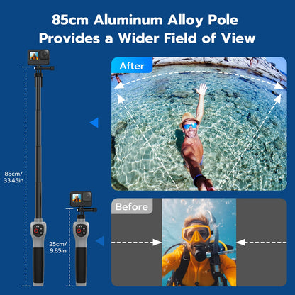 TELESIN Gopro underwater bluetooth remote control selfie stick up to 30m depth for GoPro 13 /12/11/10/9