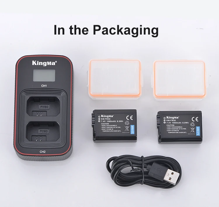 KingMa Sony NP FW50 Rechargeable Battery LCD Dual Charger