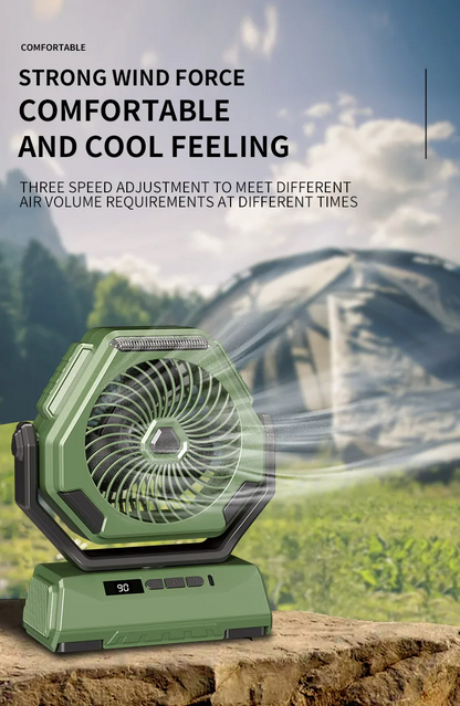 USB Portable Camping Oscillating Fan Outdoor LED Rechargeable Fan