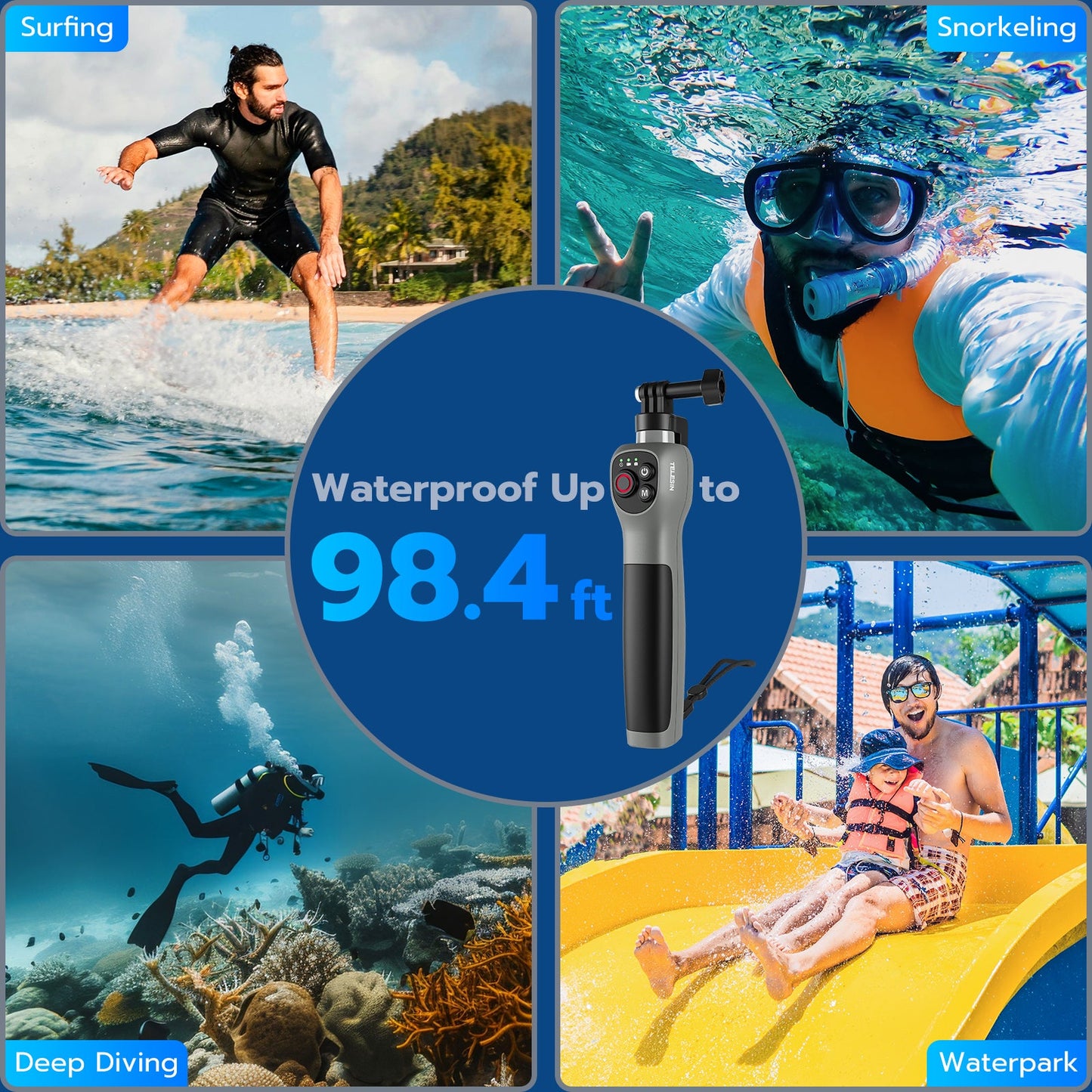 TELESIN Gopro underwater bluetooth remote control selfie stick up to 30m depth for GoPro 13 /12/11/10/9