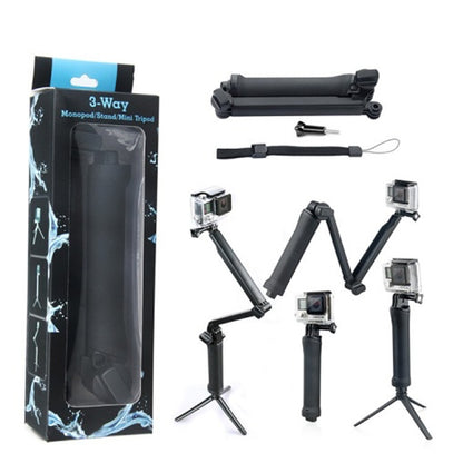 3 Way Monopod Tripod Selfie Stick Hand Grip Extension Arm for GoPro Action Camera