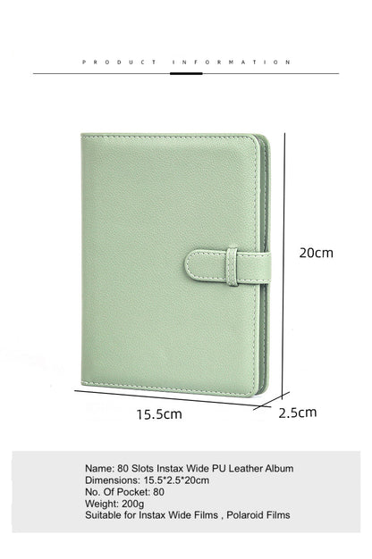 80 Pockets Instax Wide Film Photo PU Leather Album for Fujifilm Instax Wide Films