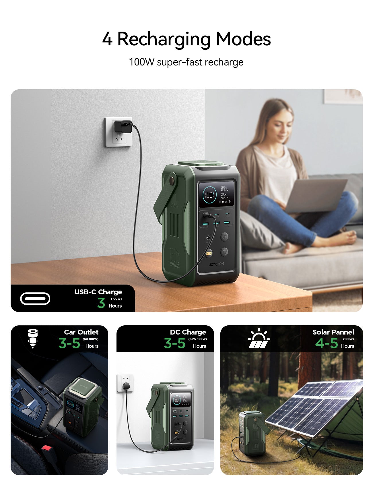 JOYROOM 100W Power Bank 75000mAh outdoor generator With Retractable Light