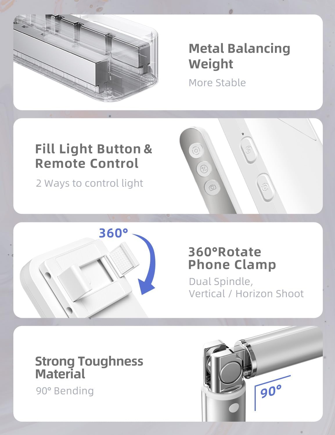 V10 Live Stream Overhead Photography 360° Foldable LED Mobile Phone Tripod Stand for youTube TikTok