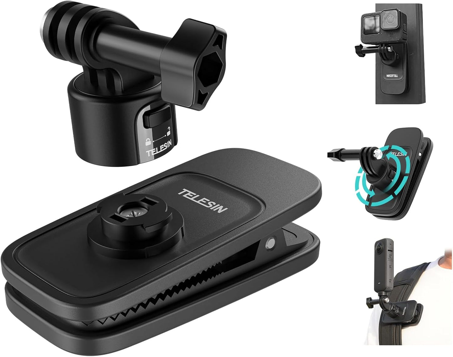 TELESIN Magnetic Quick release Backpack Clip For Action Cameras