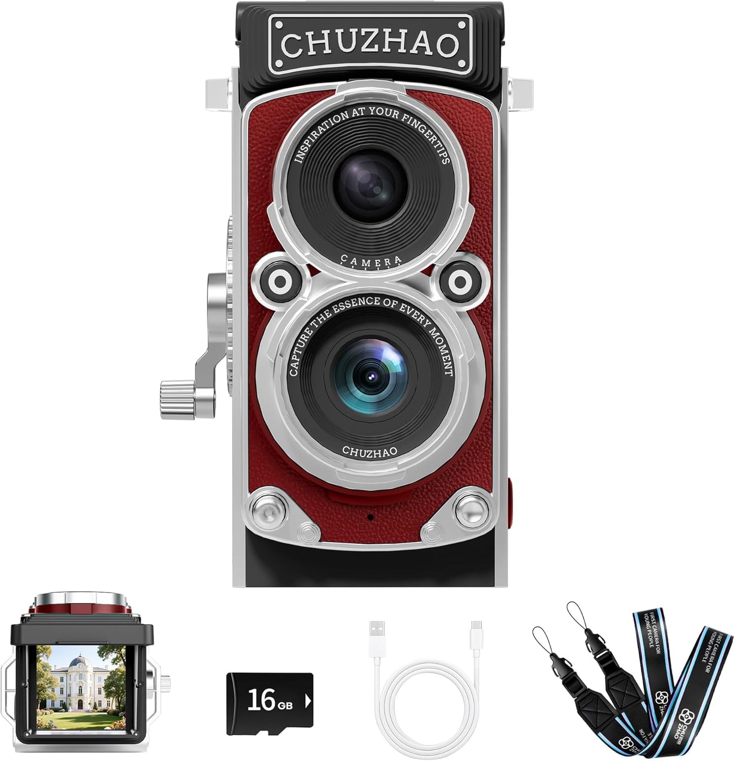 CHUZHAO Mini Retro Digital Camera Vintage TLR CCD Camera