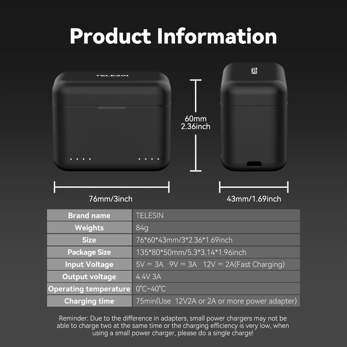 TELESIN Insta360 X4 Battery charging box dual slot