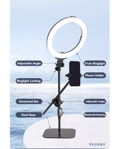 YUNTENG 828 Desktop RingLight LED Selfie Live Streaming Photography Stand with Bluetooth Remote Control