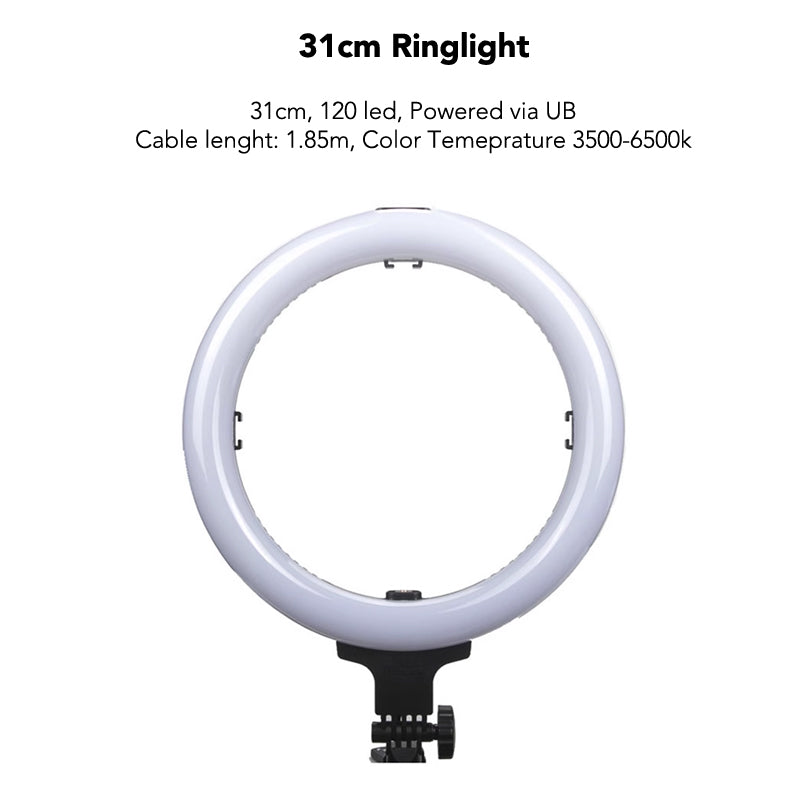 YUNTENG 828 Desktop RingLight LED Selfie Live Streaming Photography Stand with Bluetooth Remote Control