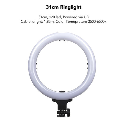 YUNTENG 828 Desktop RingLight LED Selfie Live Streaming Photography Stand with Bluetooth Remote Control