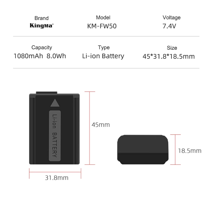 KingMa Sony NP FW50 Rechargeable Battery LCD Dual Charger