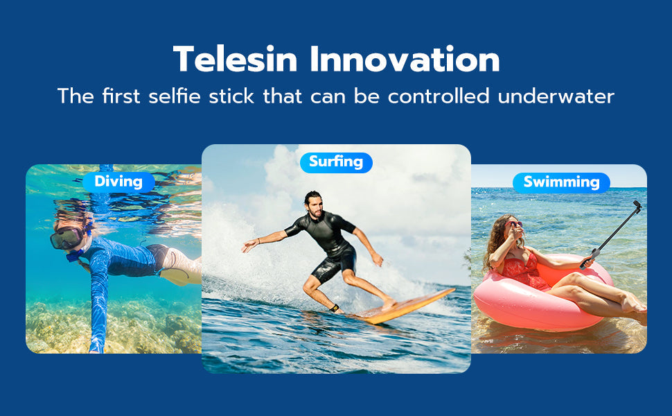 TELESIN Gopro underwater bluetooth remote control selfie stick up to 30m depth for GoPro 13 /12/11/10/9