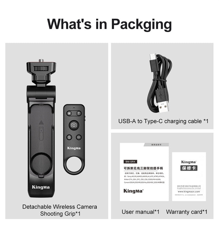 KingMa BM-SR4 Wireless Tripod Grip with Detachable Bluetooth Remote Control for Sony, Canon and Nikon Cameras