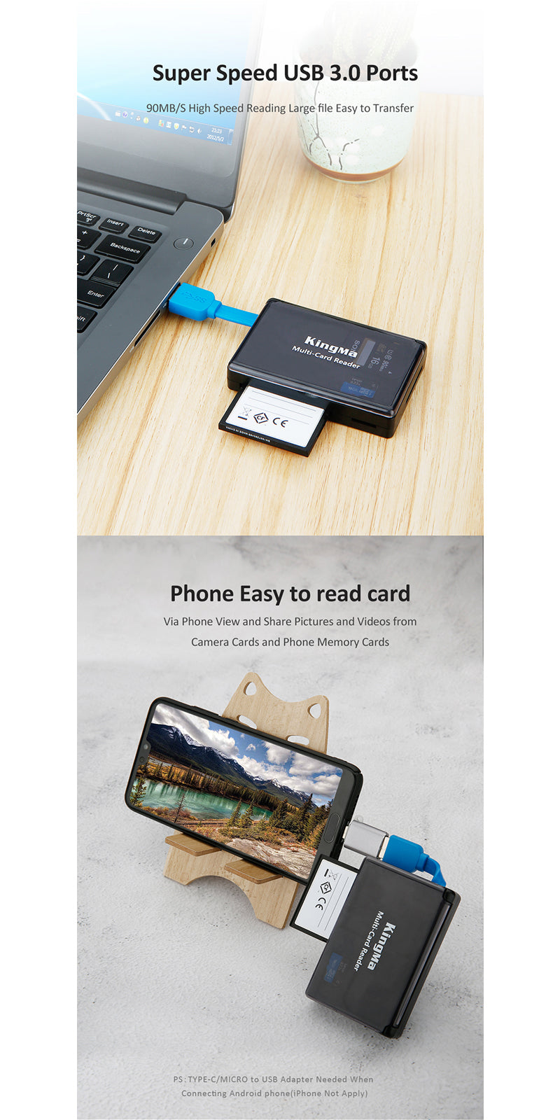 KingMa USB 3.0 Card Reader SD/Micro SD/TF/CF/MS Compact Flash Card Card reader