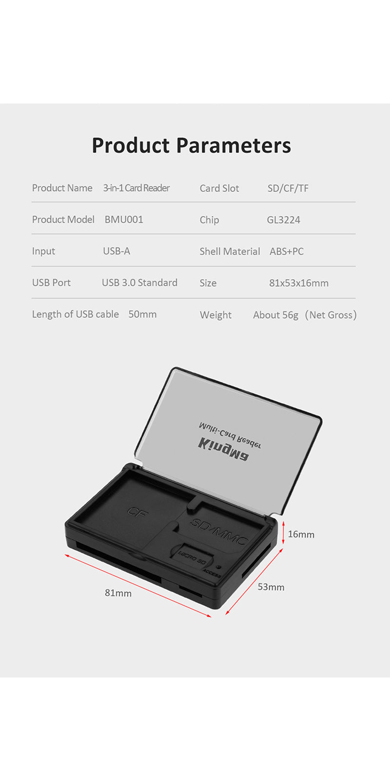 KingMa USB 3.0 Card Reader SD/Micro SD/TF/CF/MS Compact Flash Card Card reader