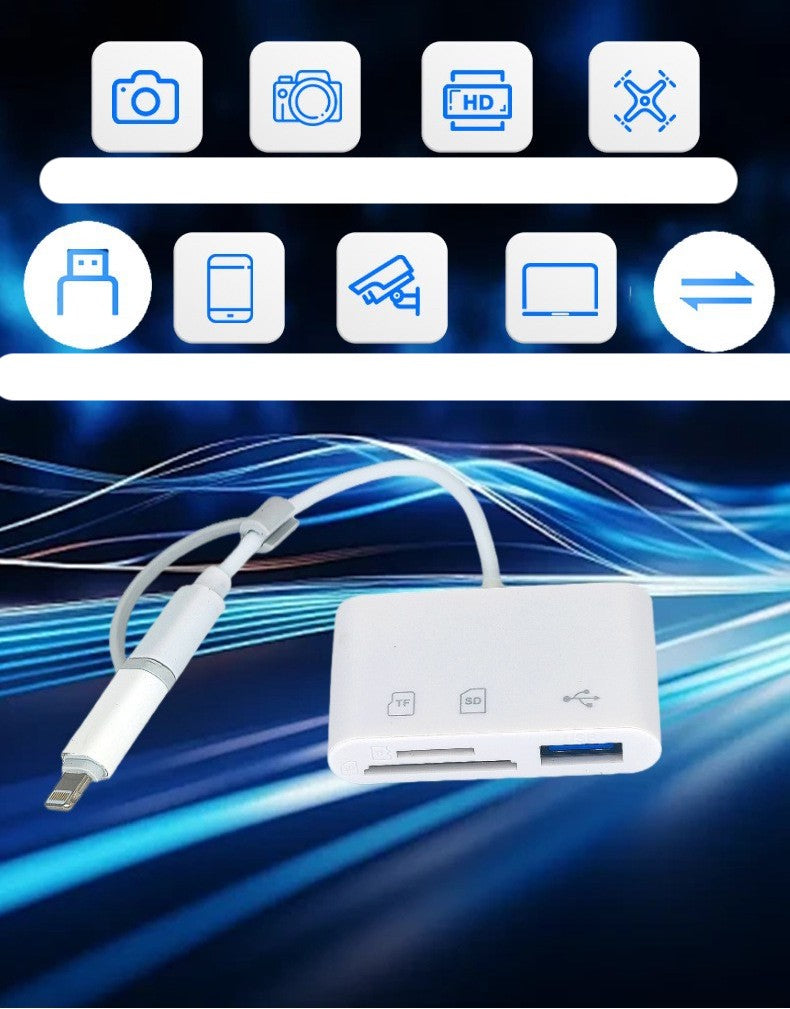 3 Port USB Type C to Card Reader Adapter SD Card Micro SD card for Android Lighting Apple