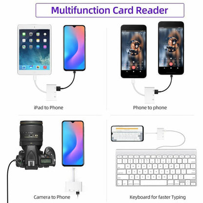 3 Port USB Type C to Card Reader Adapter SD Card Micro SD card for Android Lighting Apple