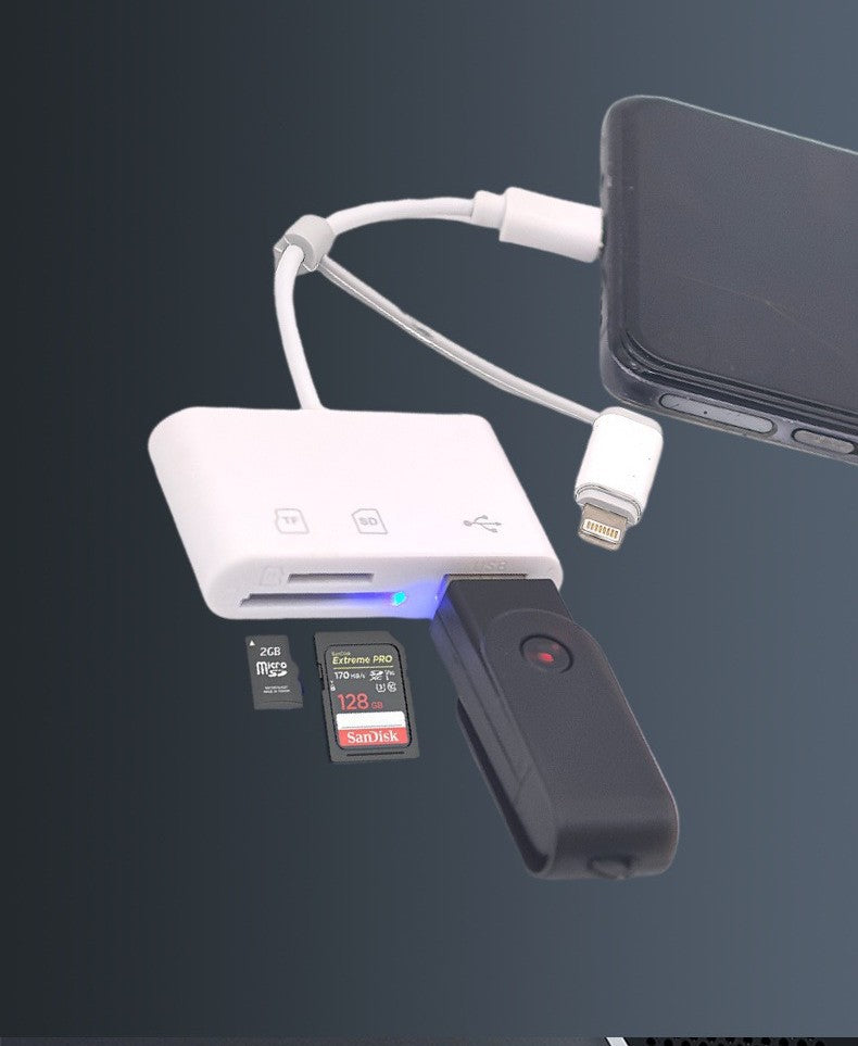 3 Port USB Type C to Card Reader Adapter SD Card Micro SD card for Android Lighting Apple