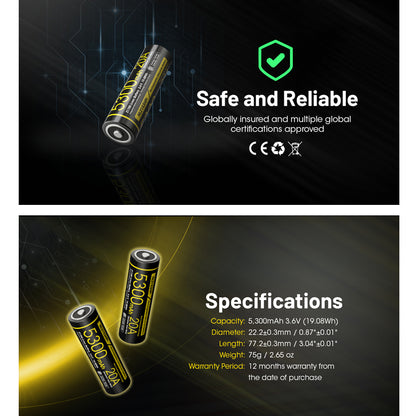 Nitecore NL2153HPi 21700 Li-ion 20A Battery 5300mAh
