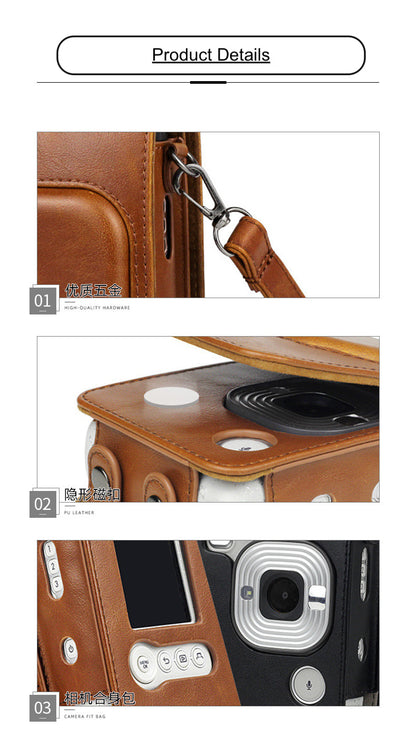 Fujifilm Instax Mini Liplay Printer PU Leather Sling Camera Bag Case with Strap