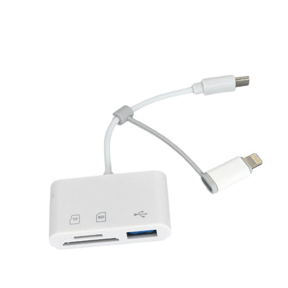 3 Port USB Type C to Card Reader Adapter SD Card Micro SD card for Android Lighting Apple