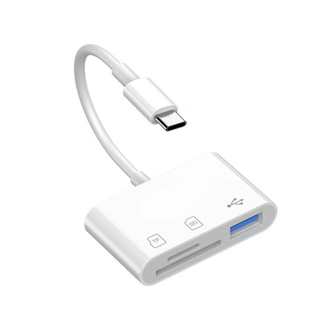 3 Port USB Type C to Card Reader Adapter SD Card Micro SD card for Android Lighting Apple
