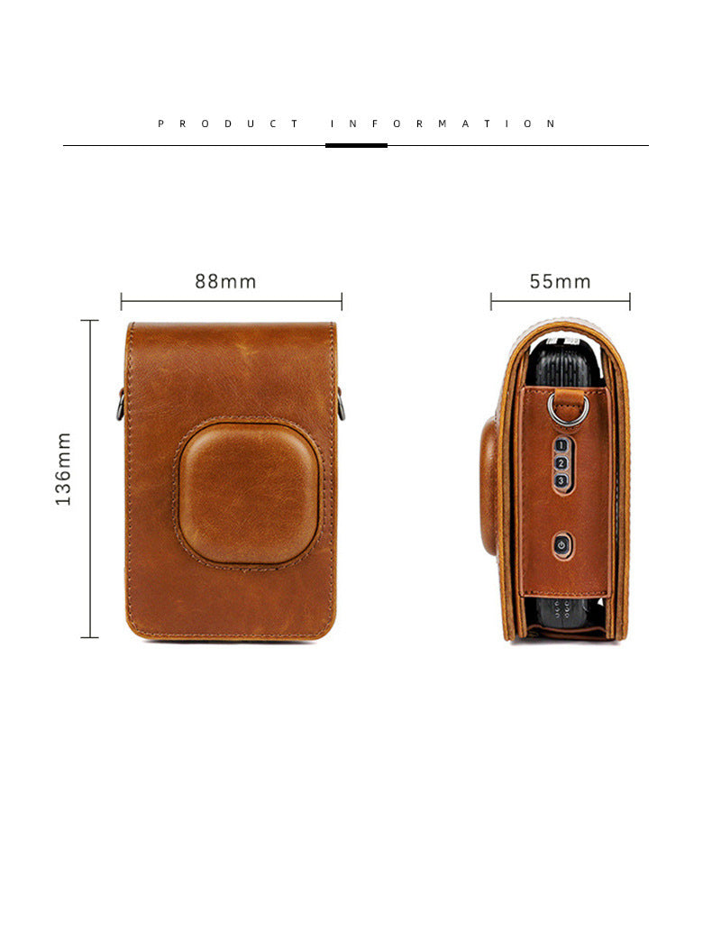 Fujifilm Instax Mini Liplay Printer PU Leather Sling Camera Bag Case with Strap