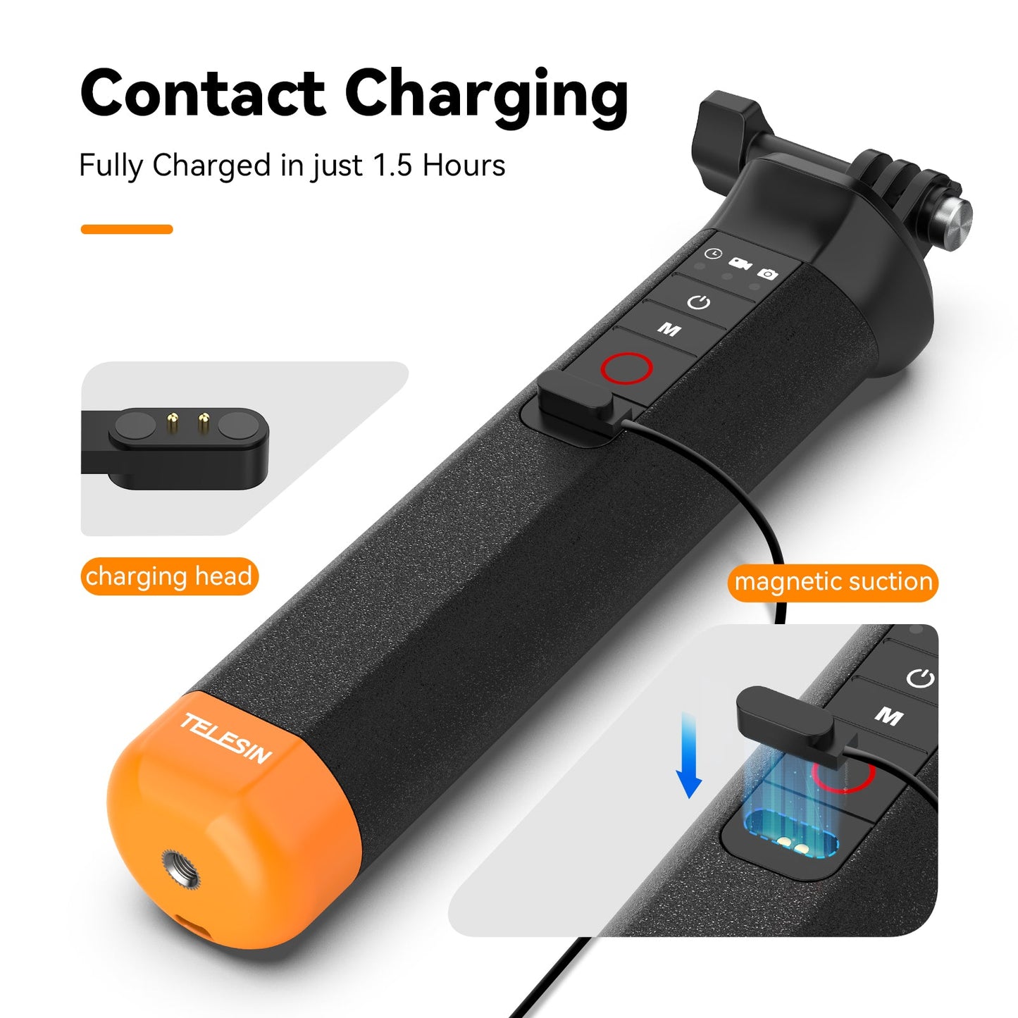 TELESIN Gopro Floating Underwater Selfie Stick Float Handgrip Bluetooth Remote For Gopro Hero Action Camera