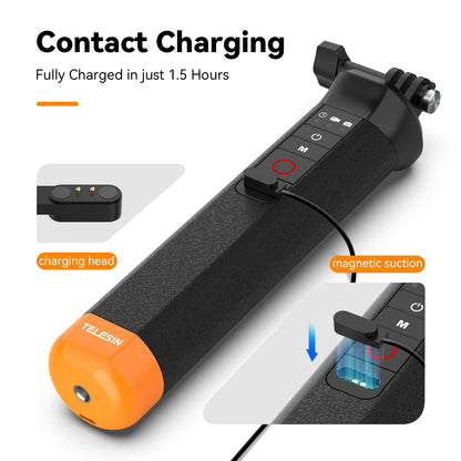 TELESIN Gopro Floating Underwater Selfie Stick Float Handgrip Bluetooth Remote For Gopro Hero Action Camera