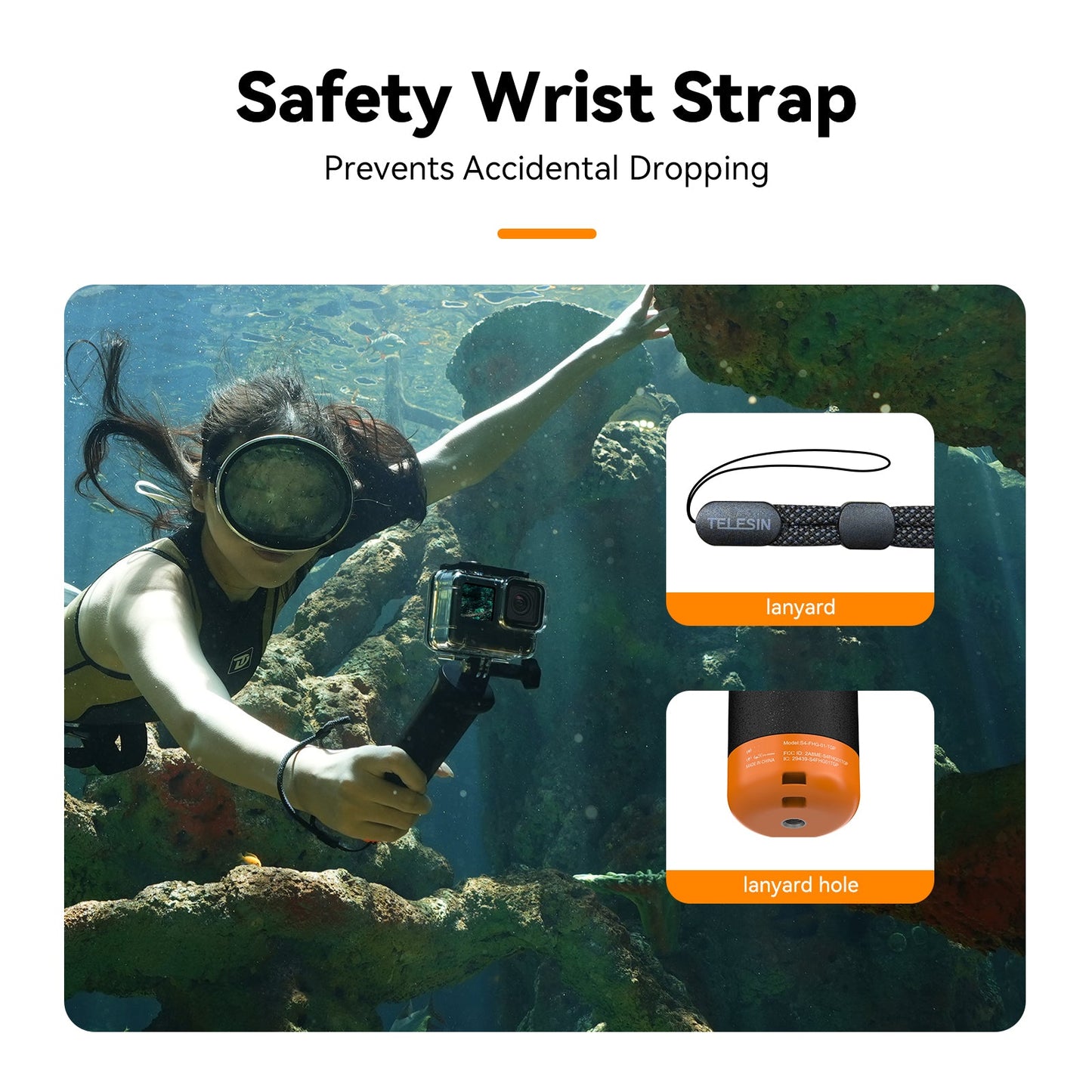 TELESIN Gopro Floating Underwater Selfie Stick Float Handgrip Bluetooth Remote For Gopro Hero Action Camera