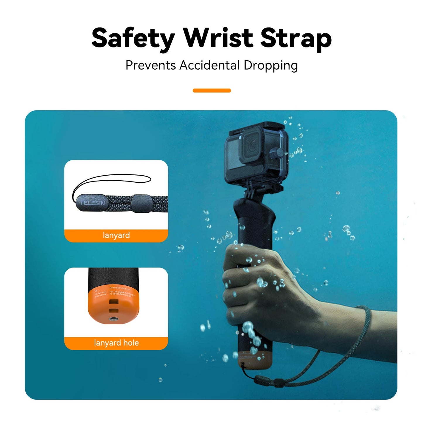 TELESIN Gopro Floating Underwater Selfie Stick Float Handgrip Bluetooth Remote For Gopro Hero Action Camera