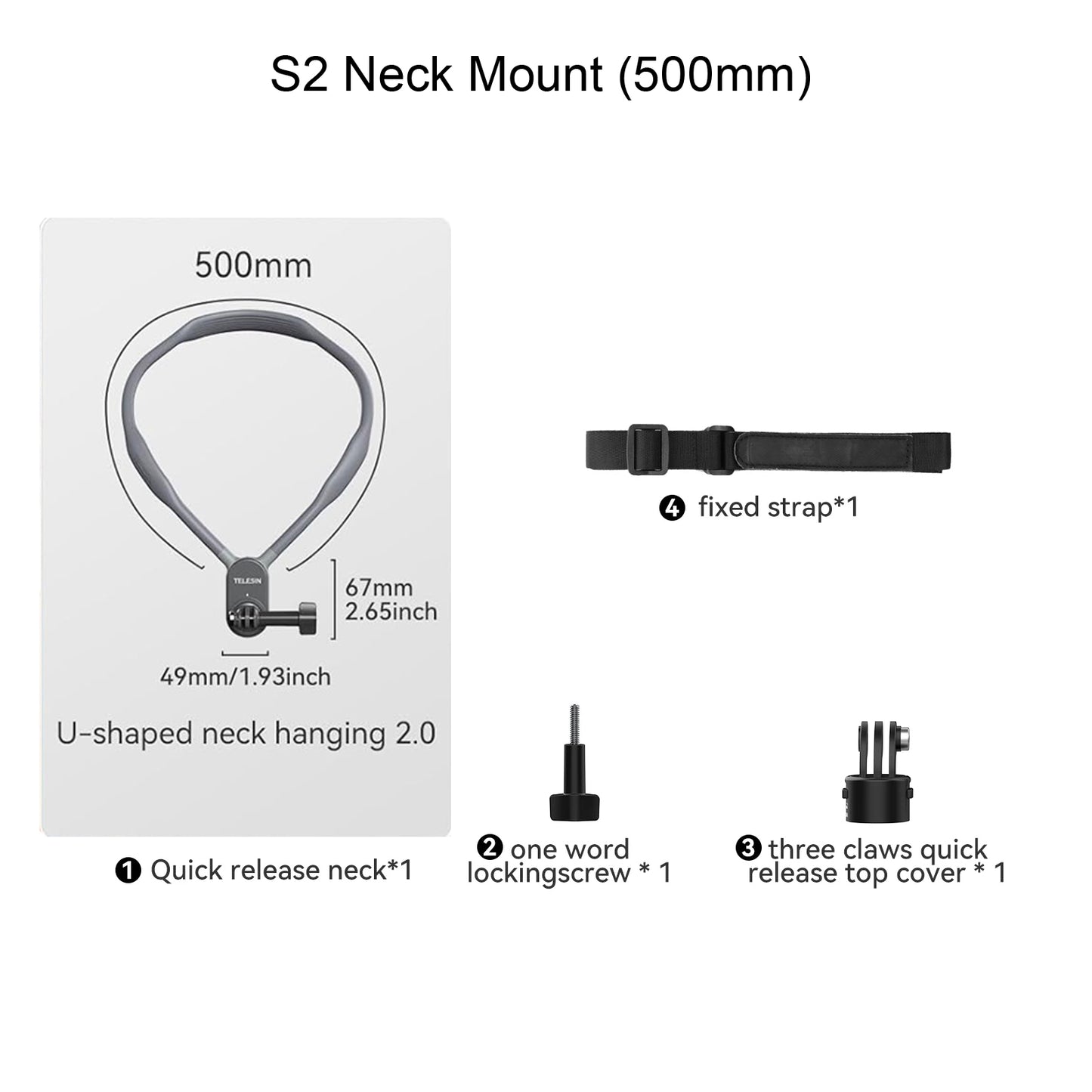 TELESIN Quick Release Neck Mount for Action Cameras 2.0
