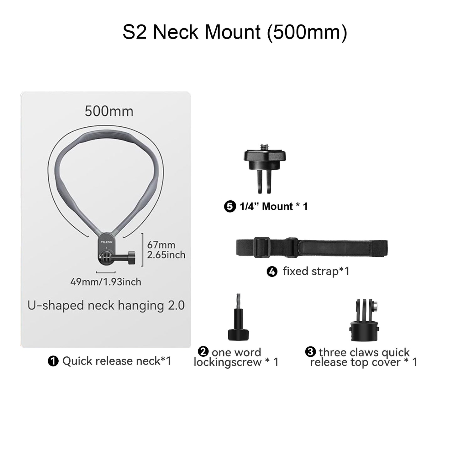 TELESIN Quick Release Neck Mount for Action Cameras 2.0
