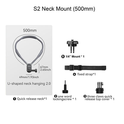 TELESIN Quick Release Neck Mount for Action Cameras 2.0