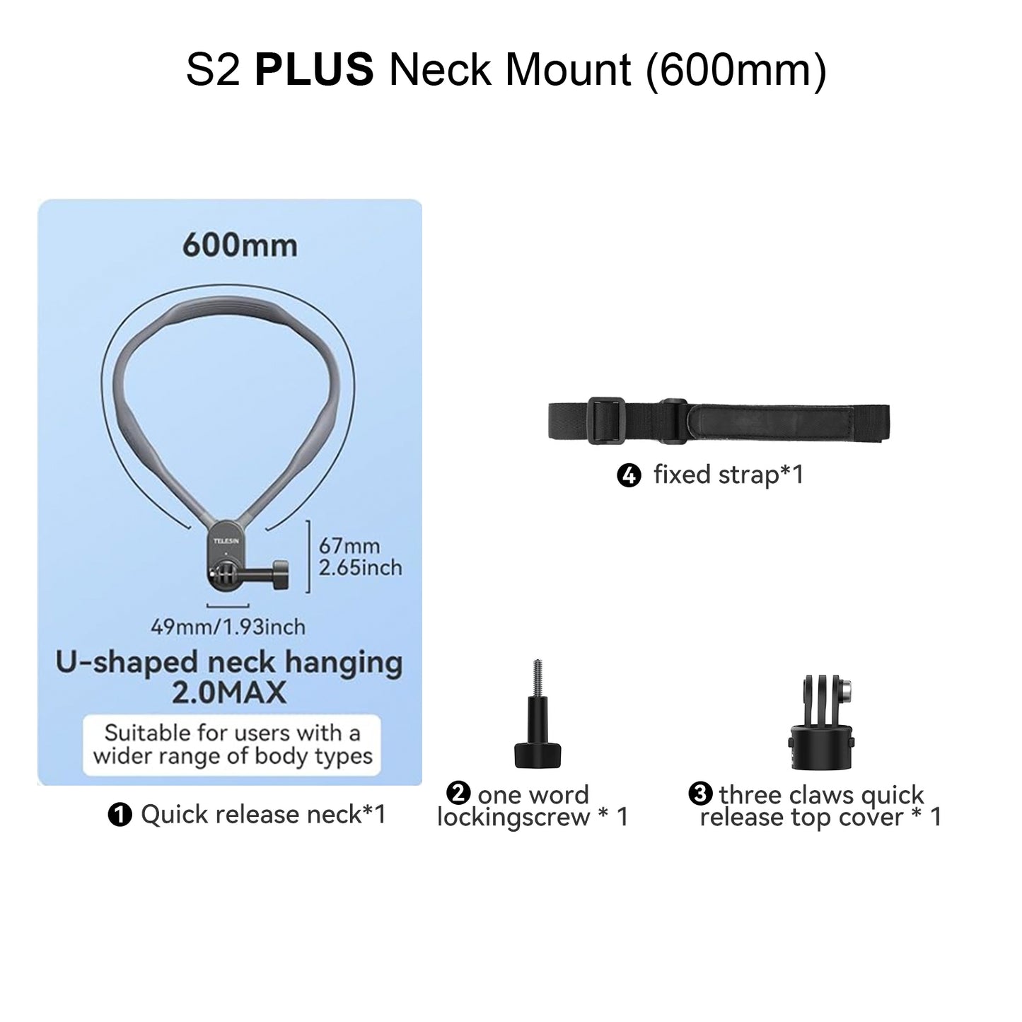 TELESIN Quick Release Neck Mount for Action Cameras 2.0