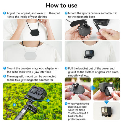 TELESIN Magnetic Bracket Lanyard Chest Strap Expansion Set for Smartphone GoPro Insta360 DJI