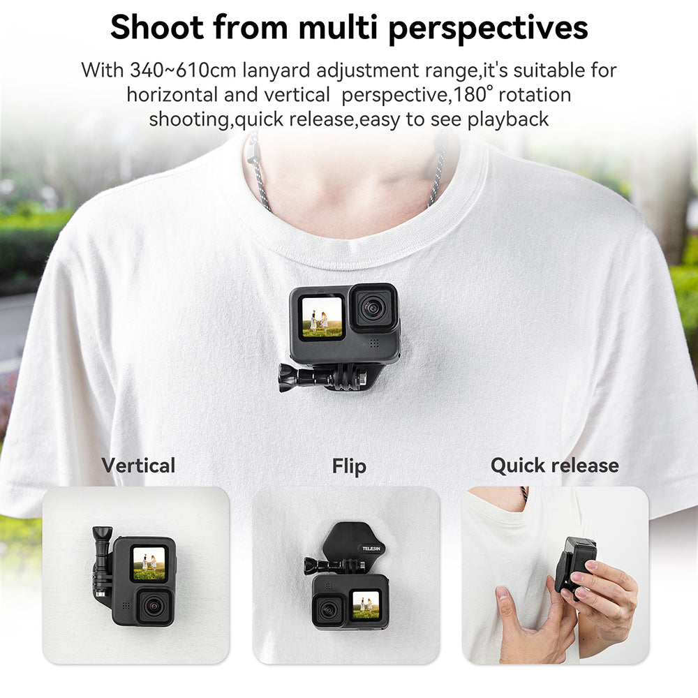 TELESIN Magnetic Bracket Lanyard Chest Strap Expansion Set for Smartphone GoPro Insta360 DJI