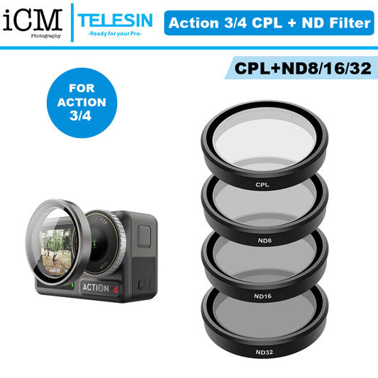 TELESIN DJI Osmo Action 5 4 3 CPL + ND8/16/32 Filter Set
