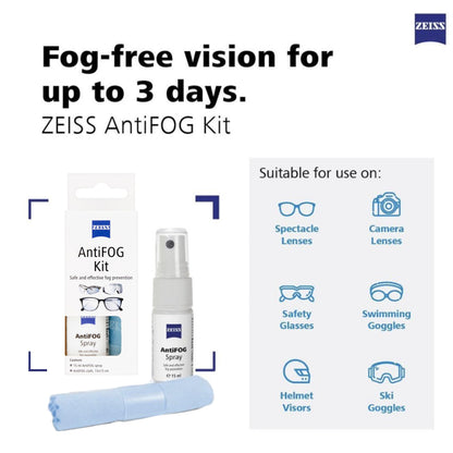 ZEISS Anti Fog Kit (Anti-Fog Spray + Anti-Fog Cleaning Cloth) for spectacle Camera lenses