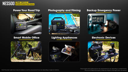 Nitecore NES500 Portable Outdoor Power Station - 518Wh (144,000mAh) - 1 Year Warranty