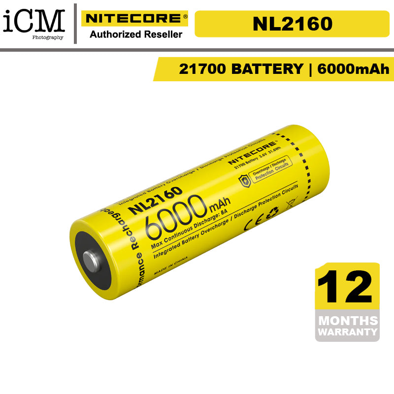 Nitecore NL2160 21700 Li-ion Battery 6000mAh