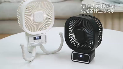 USB Rechargeable Oscillating LED Fan With Detachable Octopus Tripod stroller Fan 5000mAh